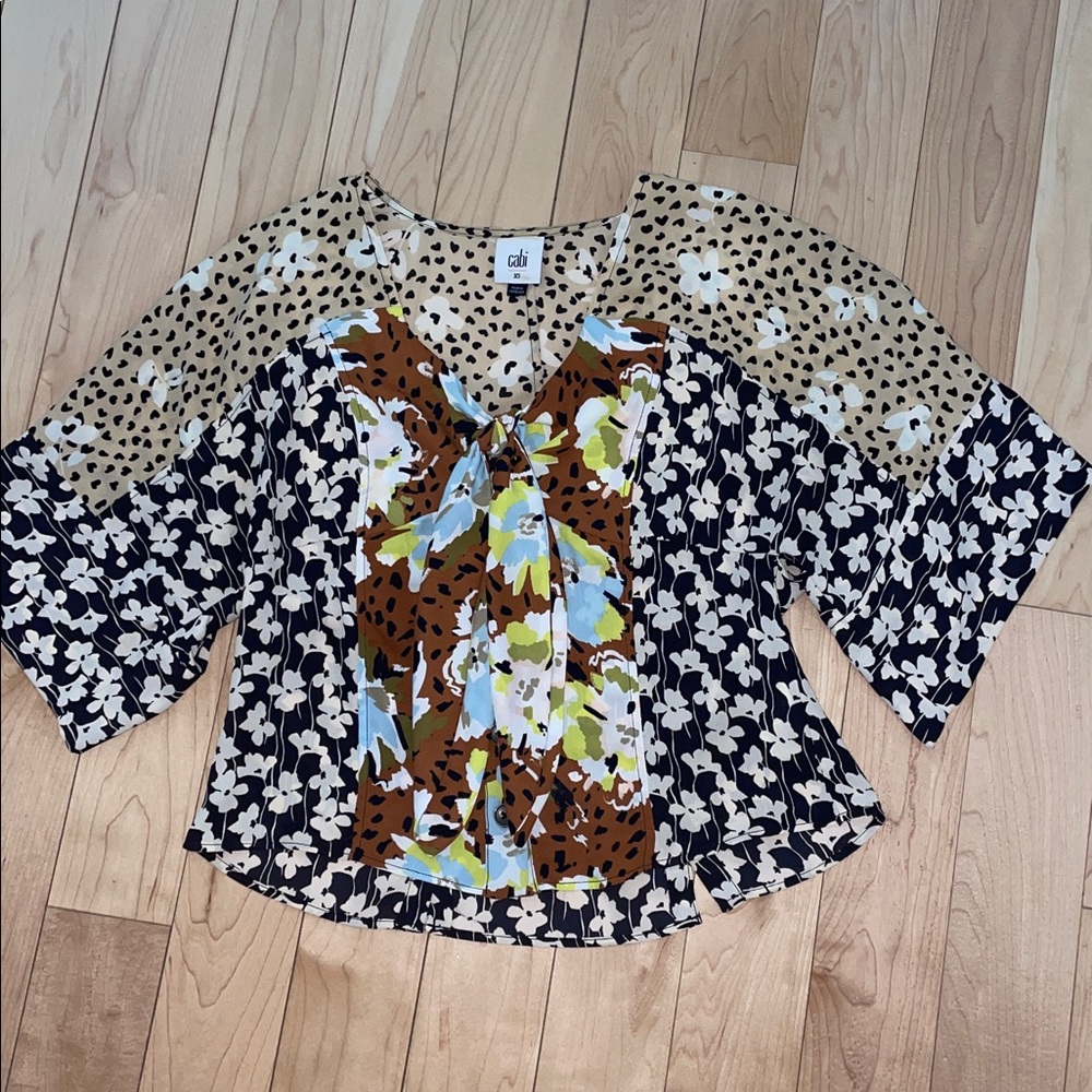 CAbi Patchwork Heart and Floral Pattern Blouse XS - image 3